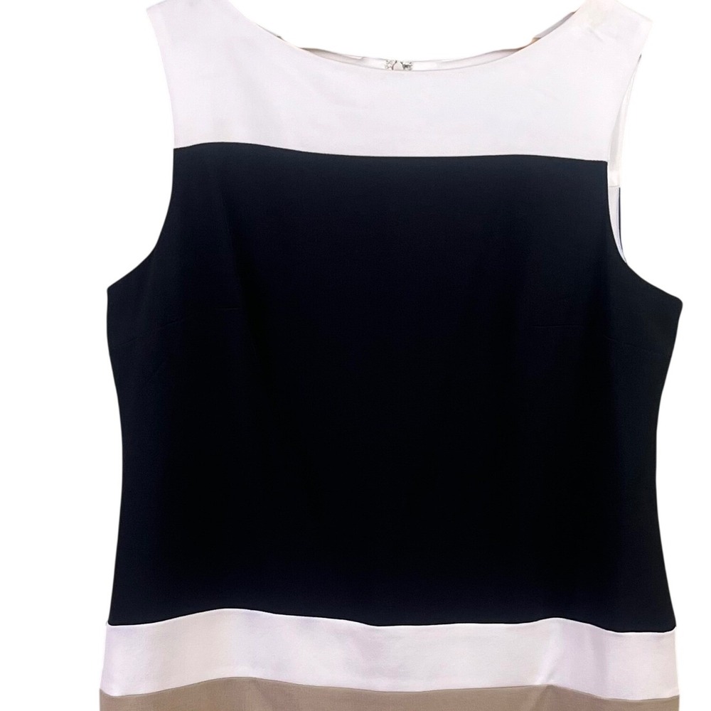 Studio One Color Block Red White Black Sleeveless Lined Shift Dress Size 18 - Picture 2 of 7